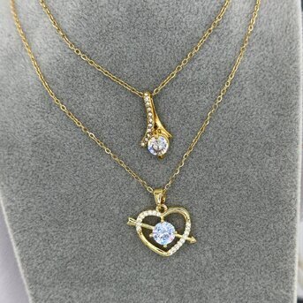 Necklace, 18K Gold Plated Steel