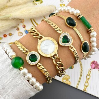 Bracelet, 18K Gold Plated Steel