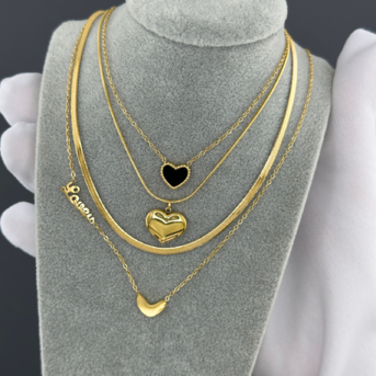 18K gold plated Stainless steel  "Hearts" necklace, Intensity