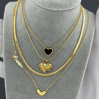 18K gold plated Stainless steel  "Heart" necklace, Intensity