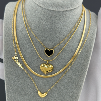 18K gold plated Stainless steel  "Hearts" necklace, Intensity