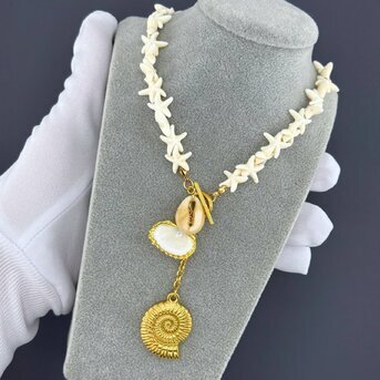 "Seashells" Necklace, 18K Gold Plated Steel