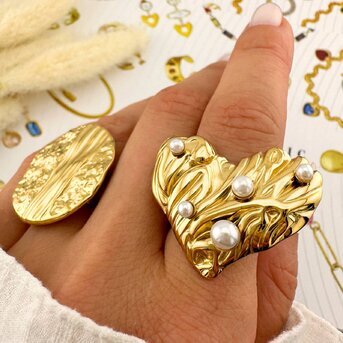 Ring, 18K Gold Plated Steel