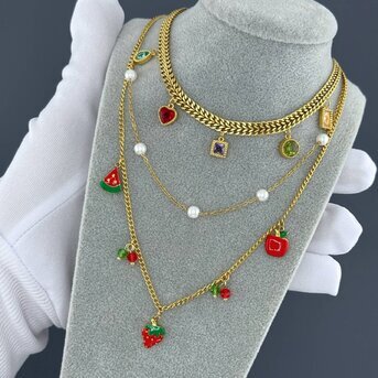 Necklace, 18K Gold Plated Steel