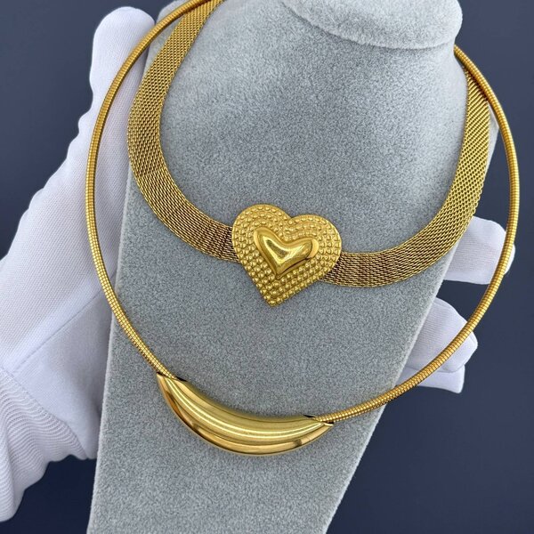 Necklace, 18K Gold Plated Steel