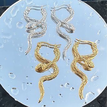 18K gold plated Stainless steel  "Snakes" earrings, Intensity