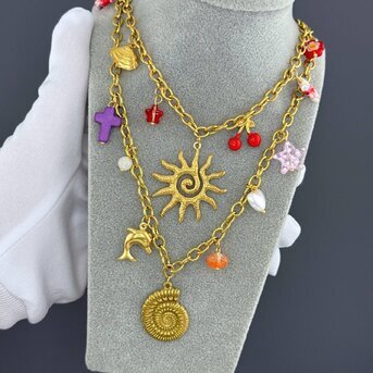 "Seashell" Necklace, 18K Gold Plated Steel