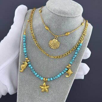 "Seashell" Necklace, 18K Gold Plated Steel