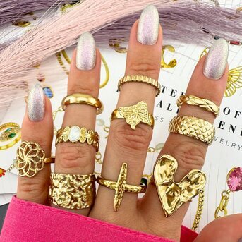 Ring, 18K Gold Plated Steel