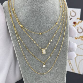Necklace, 18K Gold Plated Steel