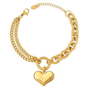 18K gold plated Stainless steel  "Heart" bracelet, Intensity