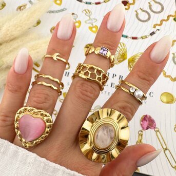 "Heart" Ring, 18K Gold Plated Steel