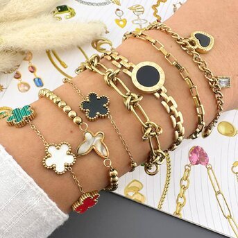 "Flowers" Bracelet, 18K Gold Plated Steel