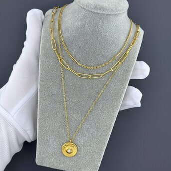 Necklace, 18K Gold Plated Steel
