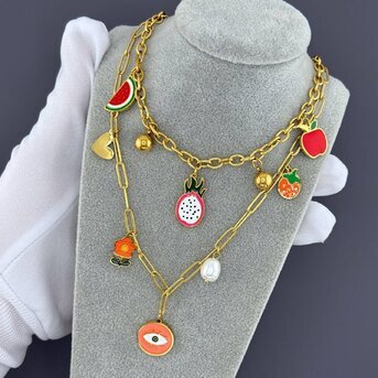 Necklace, 18K Gold Plated Steel