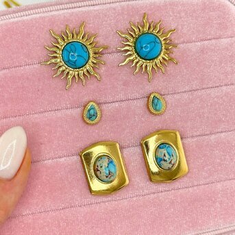 Earrings, 18K Gold Plated Steel