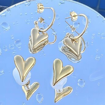 18K gold plated Stainless steel  "Hearts" earrings, Intensity