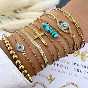 "Crosses" Bracelet, 18K Gold Plated Steel