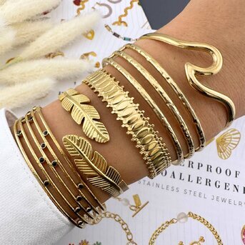 18K gold plated Stainless steel  "Leafs" bracelet, Intensity