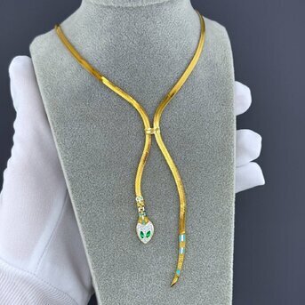 "Snake" Necklace, 18K Gold Plated Steel