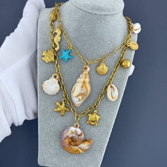 "Seashells" Necklace, 18K Gold Plated Steel