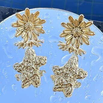 18K gold plated Stainless steel  "Flowers" earrings, Intensity