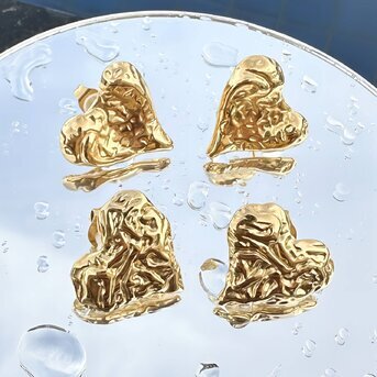 18K gold plated Stainless steel  "Hearts" earrings, Intensity