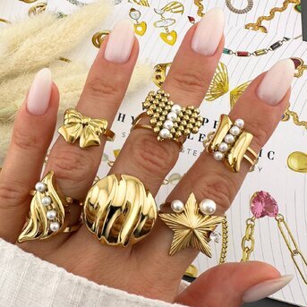 Ring, 18K Gold Plated Steel