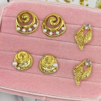 Earrings, 18K Gold Plated Steel