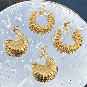 18K gold plated Stainless steel earrings, Intensity