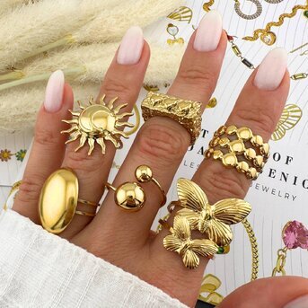 Ring, 18K Gold Plated Steel