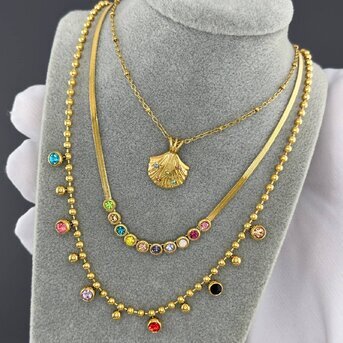 "Seashell" Necklace, 18K Gold Plated Steel
