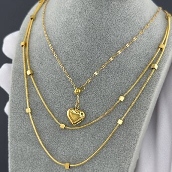 18K gold plated Stainless steel  "Heart" necklace, Intensity