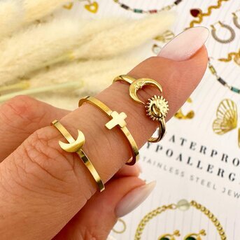 "Crescent" Ring, 18K Gold Plated Steel