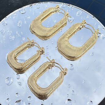 18K gold plated Stainless steel earrings, Intensity