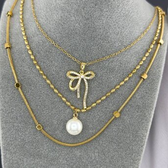 Necklace, 18K Gold Plated Steel