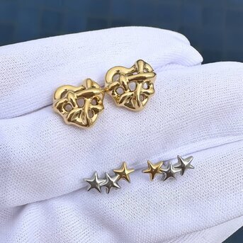 18K gold plated Stainless steel  "Stars" earrings, Intensity