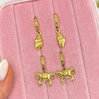 "Crab" Earrings, 18K Gold Plated Steel