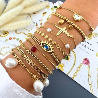 "Evil Eye" Bracelet, 18K Gold Plated Steel
