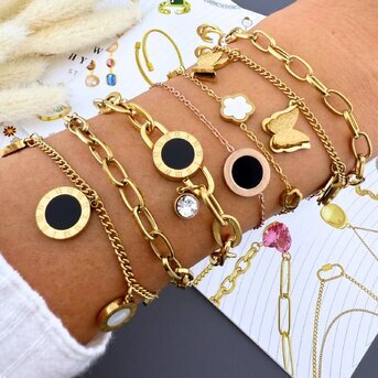 Bracelet, 18K Gold Plated Steel