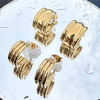 18K gold plated Stainless steel earrings, Intensity