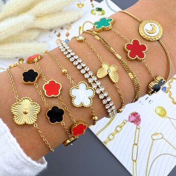 "Flower" Bracelet, 18K Gold Plated Steel
