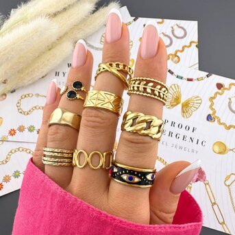 Ring, 18K Gold Plated Steel