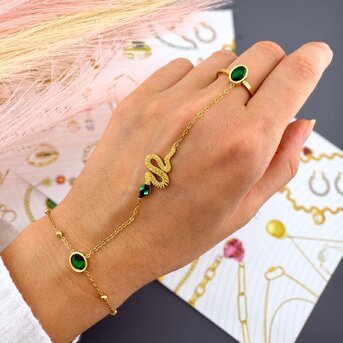 "Snake" Bracelet, 18K Gold Plated Steel