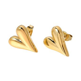"Hearts" Earrings, 18K Gold Plated Steel