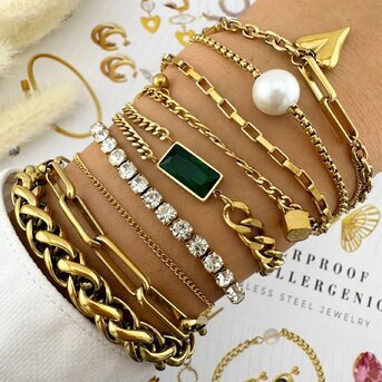 Bracelet, 18K Gold Plated Steel