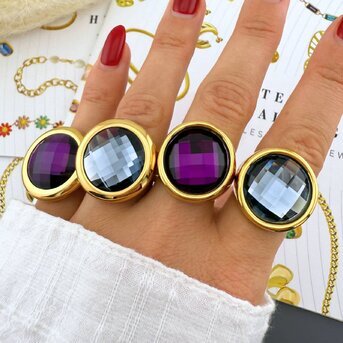 Ring, 18K Gold Plated Steel