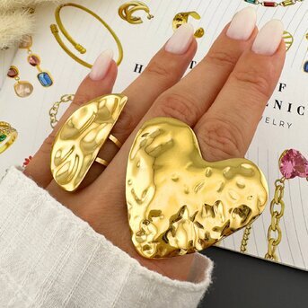Ring, 18K Gold Plated Steel