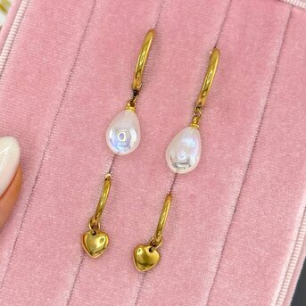 Earrings, 18K Gold Plated Steel
