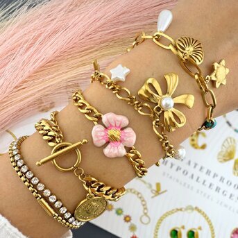 "Coin" Bracelet, 18K Gold Plated Steel